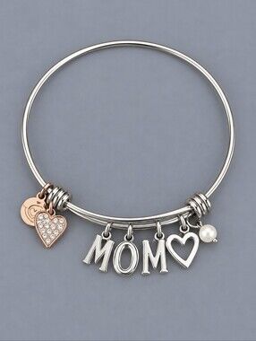 UNWRITTEN Mom Heart Charm Bangle Bracelet